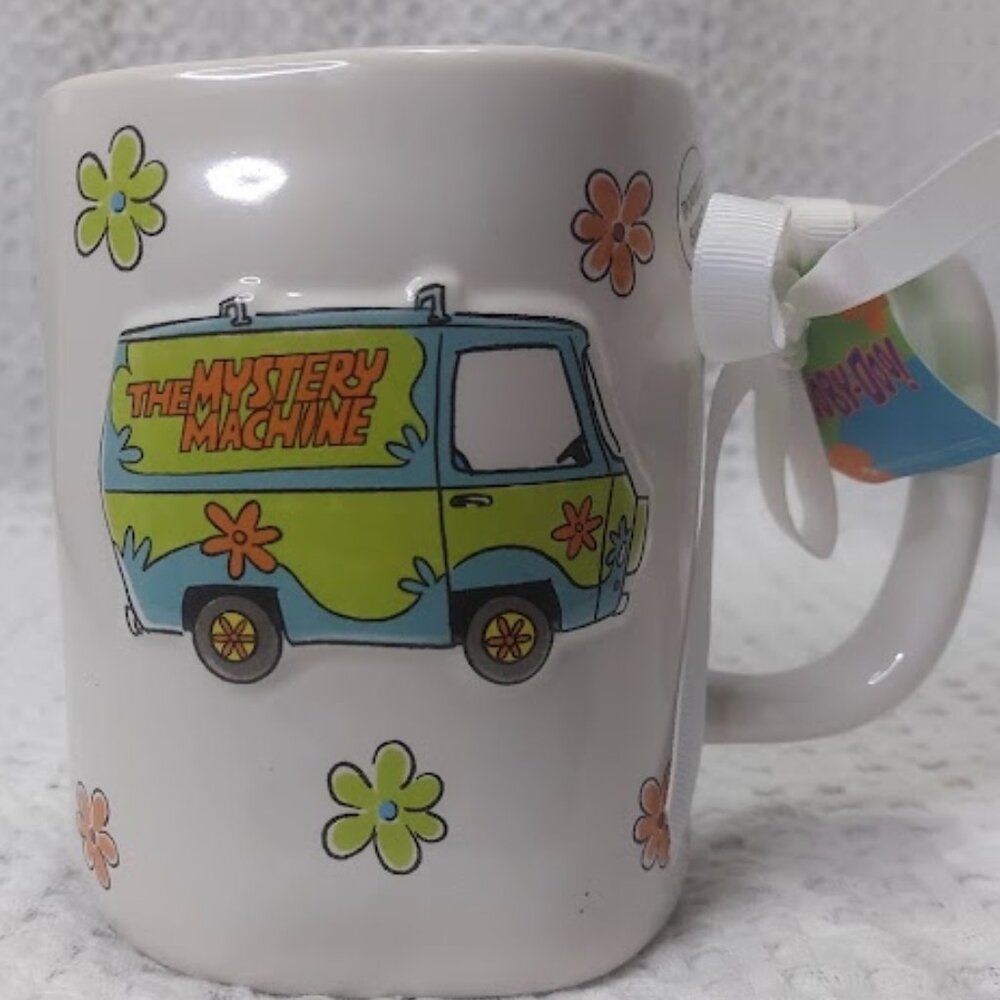 NWT Rae Dunn Double Sided Mug Scooby Doo Mystery Machine "Beware of Ghosts" NEW